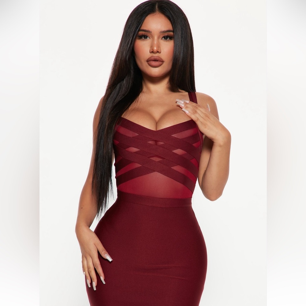 Burgundy Bandage Dress